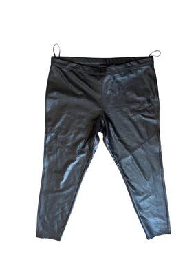 Natori Faux Leather Leggings Pants Women's XL Black Straight Leg NWOT Stretchy